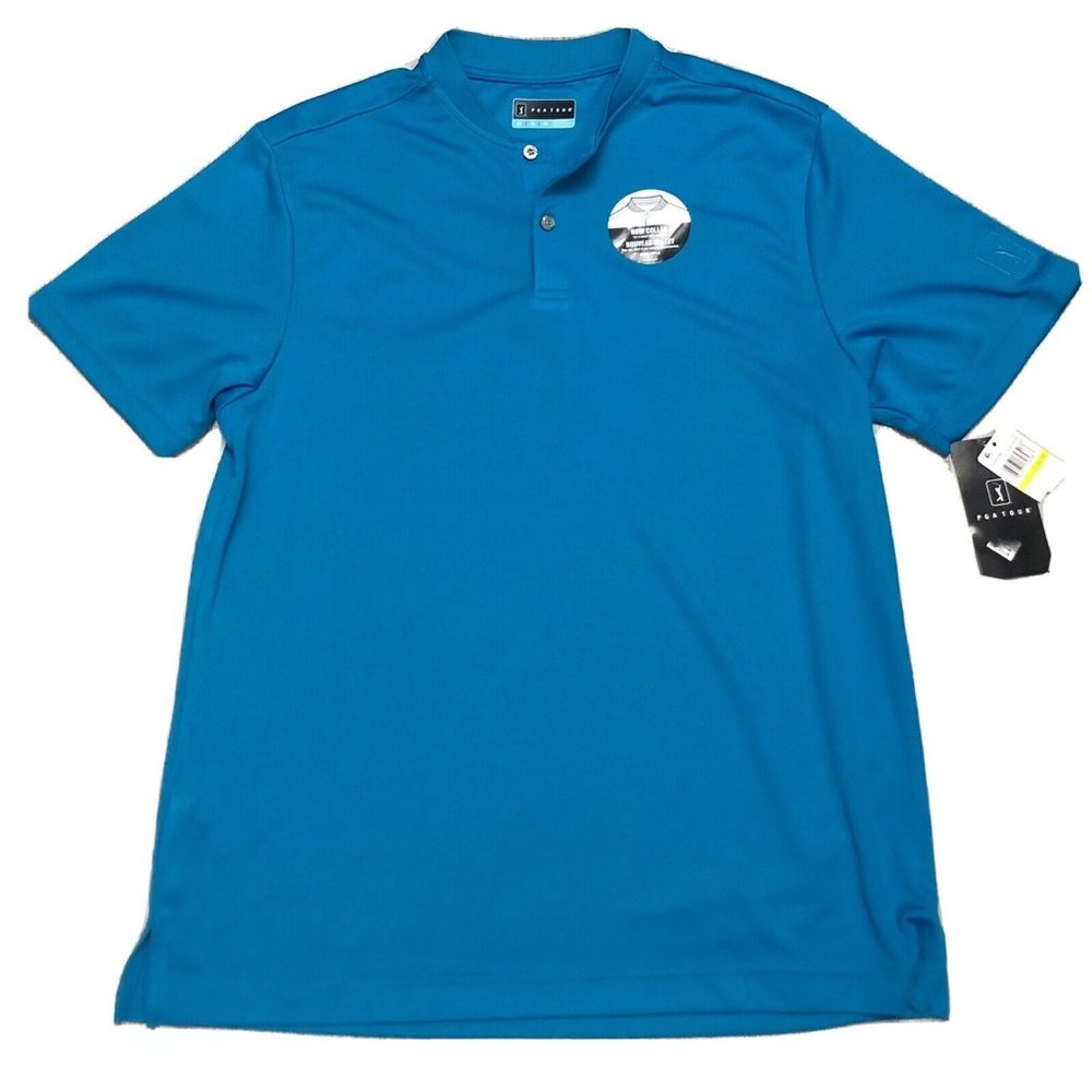 PGA Tour Blue Golf Shirt Polo Mens Medium NWT New Casual Collar